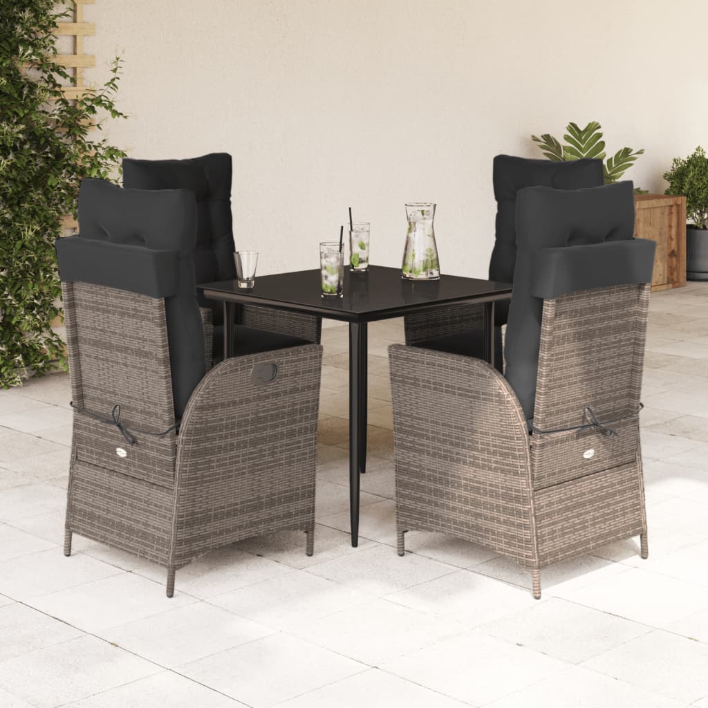 5-delige Tuinset met kussens poly rattan grijs is nu te koop bij PeponiXL, paradijselijk wonen!