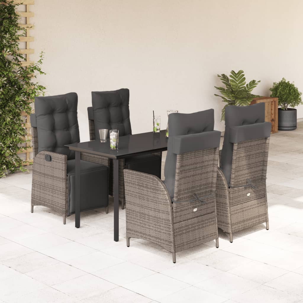 5-delige Tuinset met kussens poly rattan grijs is nu te koop bij PeponiXL, paradijselijk wonen!