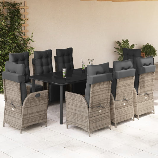 9-delige Tuinset met kussens poly rattan grijs is nu te koop bij PeponiXL, paradijselijk wonen!