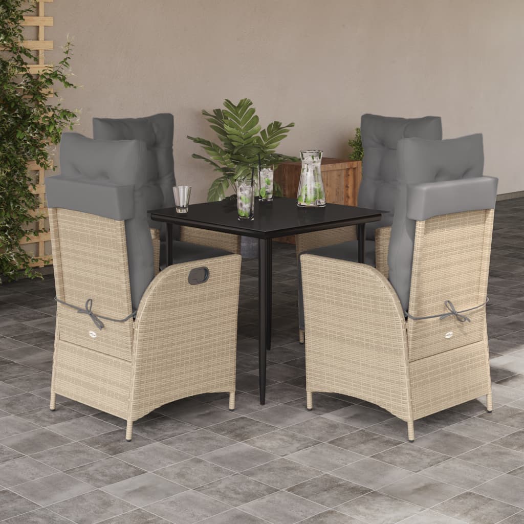 5-delige Tuinset met kussens poly rattan gemengd beige is nu te koop bij PeponiXL, paradijselijk wonen!