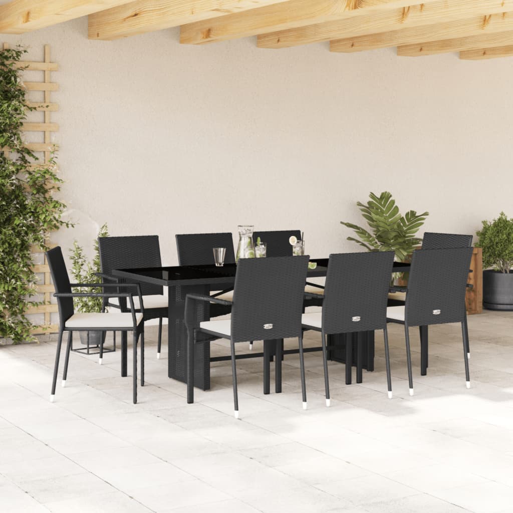 9-delige Tuinset poly rattan zwart is nu te koop bij PeponiXL, paradijselijk wonen!