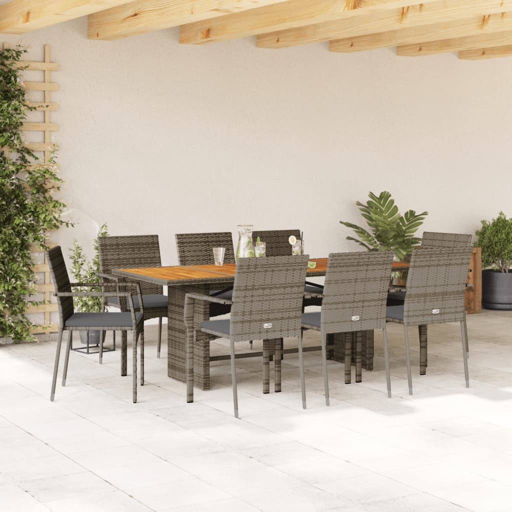 9-delige Tuinset met kussens poly rattan grijs is nu te koop bij PeponiXL, paradijselijk wonen!