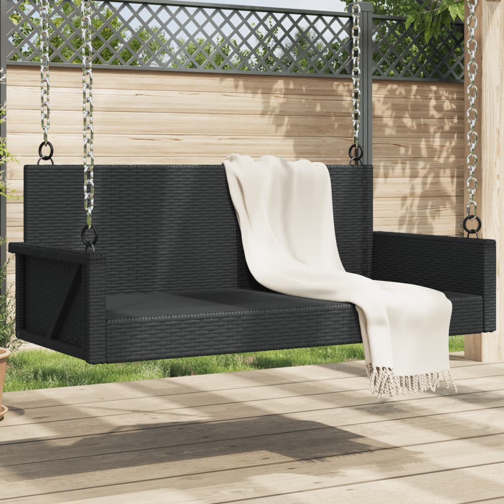 Schommelbank 119x56x48 cm poly rattan zwart is nu te koop bij PeponiXL, paradijselijk wonen!
