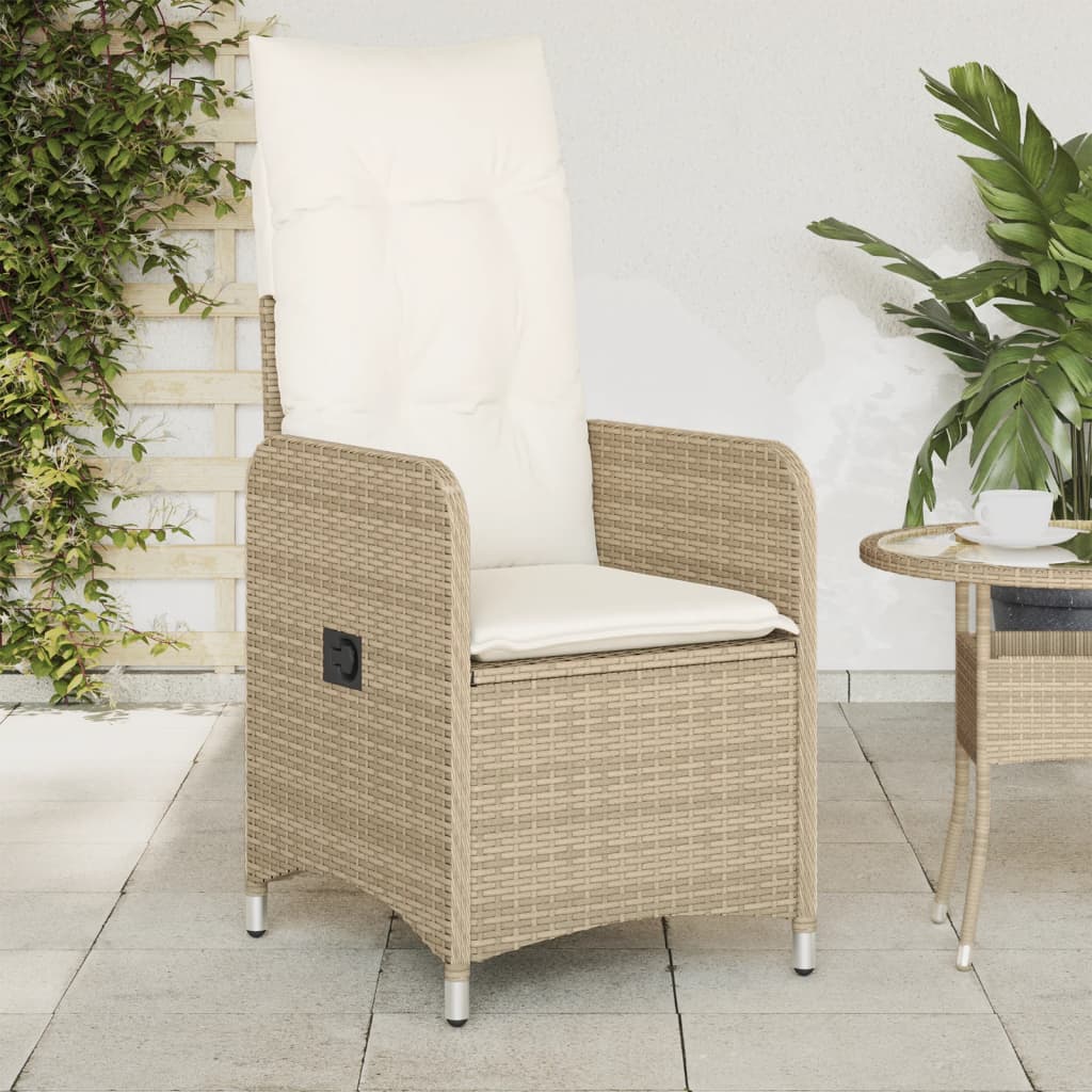 Tuinstoel verstelbaar met kussens poly rattan beige is nu te koop bij PeponiXL, paradijselijk wonen!