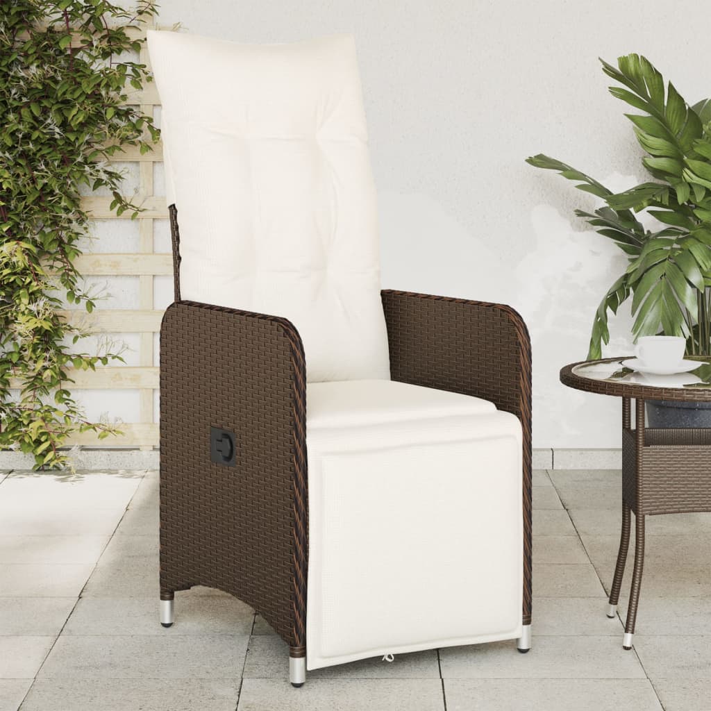Tuinstoel verstelbaar met kussens poly rattan bruin is nu te koop bij PeponiXL, paradijselijk wonen!