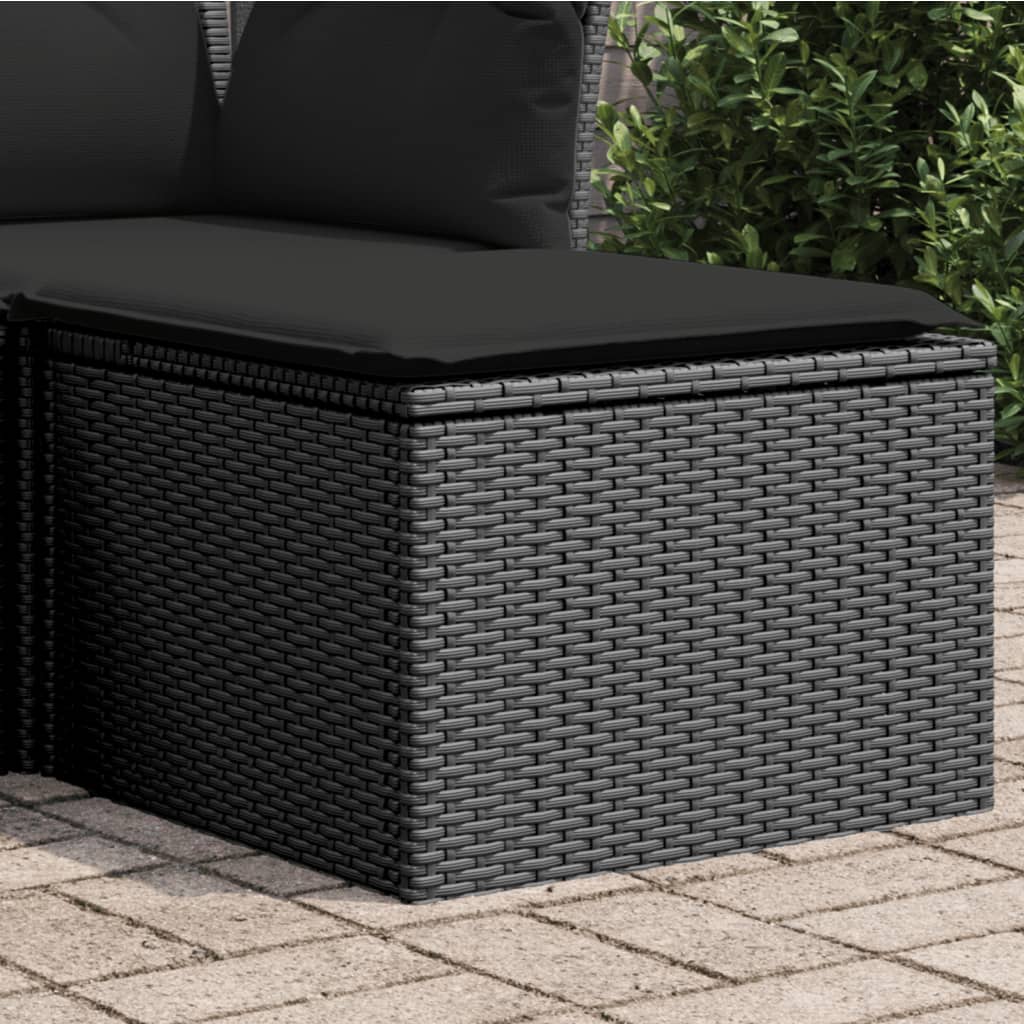 Tuinkruk met kussen zwart 55x55x37 cm poly rattan is nu te koop bij PeponiXL, paradijselijk wonen!