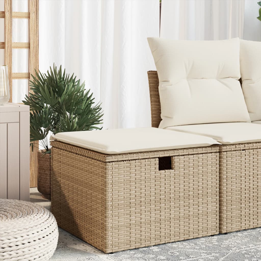 Tuinkruk met kussen 55x55x37 cm poly rattan beige is nu te koop bij PeponiXL, paradijselijk wonen!