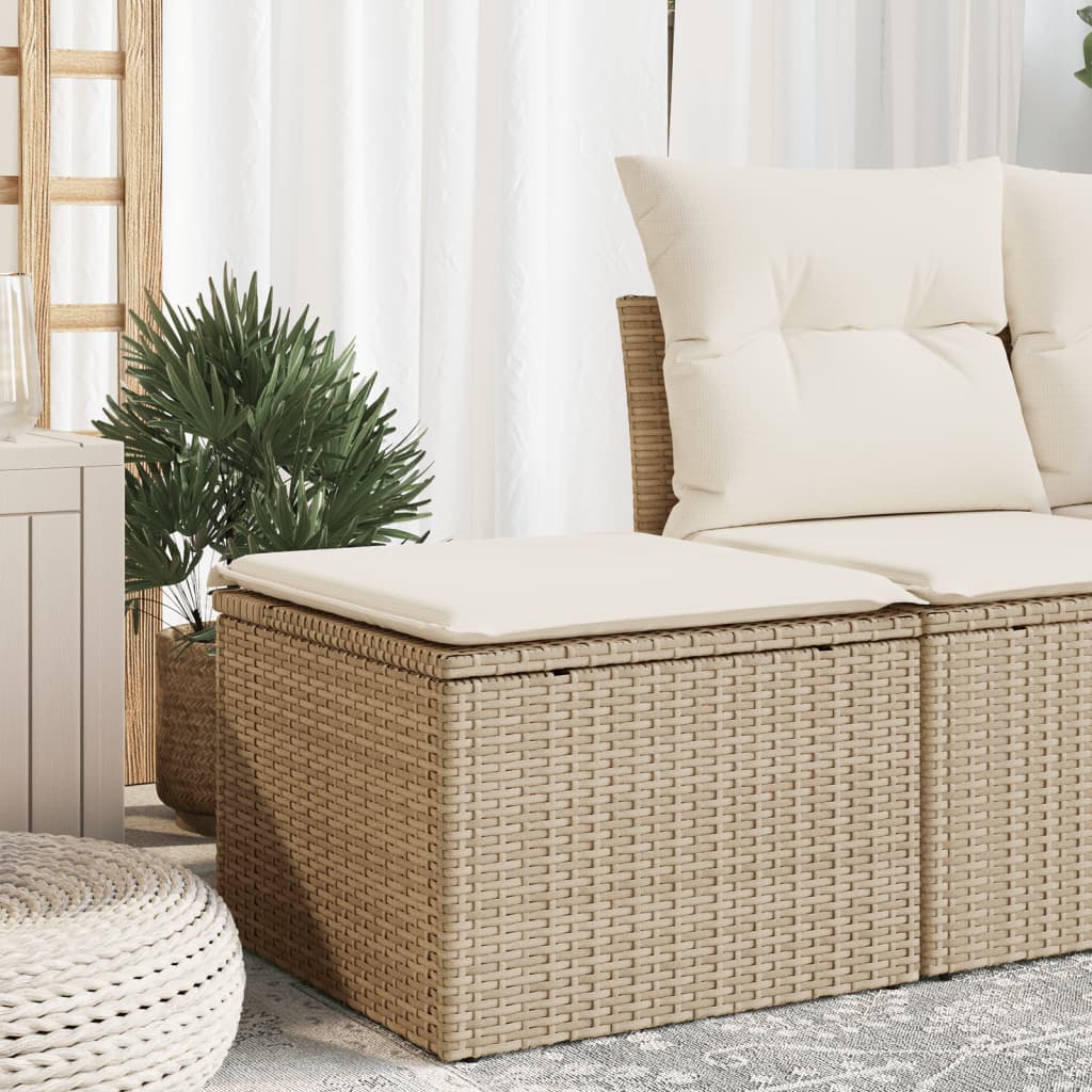 Tuinkruk met kussen 55x55x37 cm poly rattan beige is nu te koop bij PeponiXL, paradijselijk wonen!