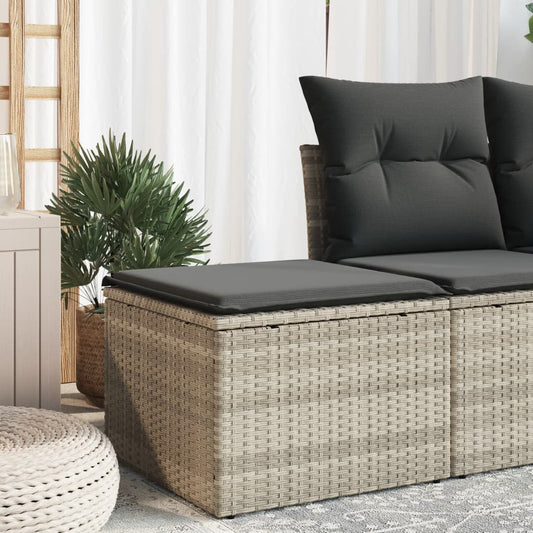 Tuinkruk met kussen 55x55x37 cm poly rattan lichtgrijs is nu te koop bij PeponiXL, paradijselijk wonen!