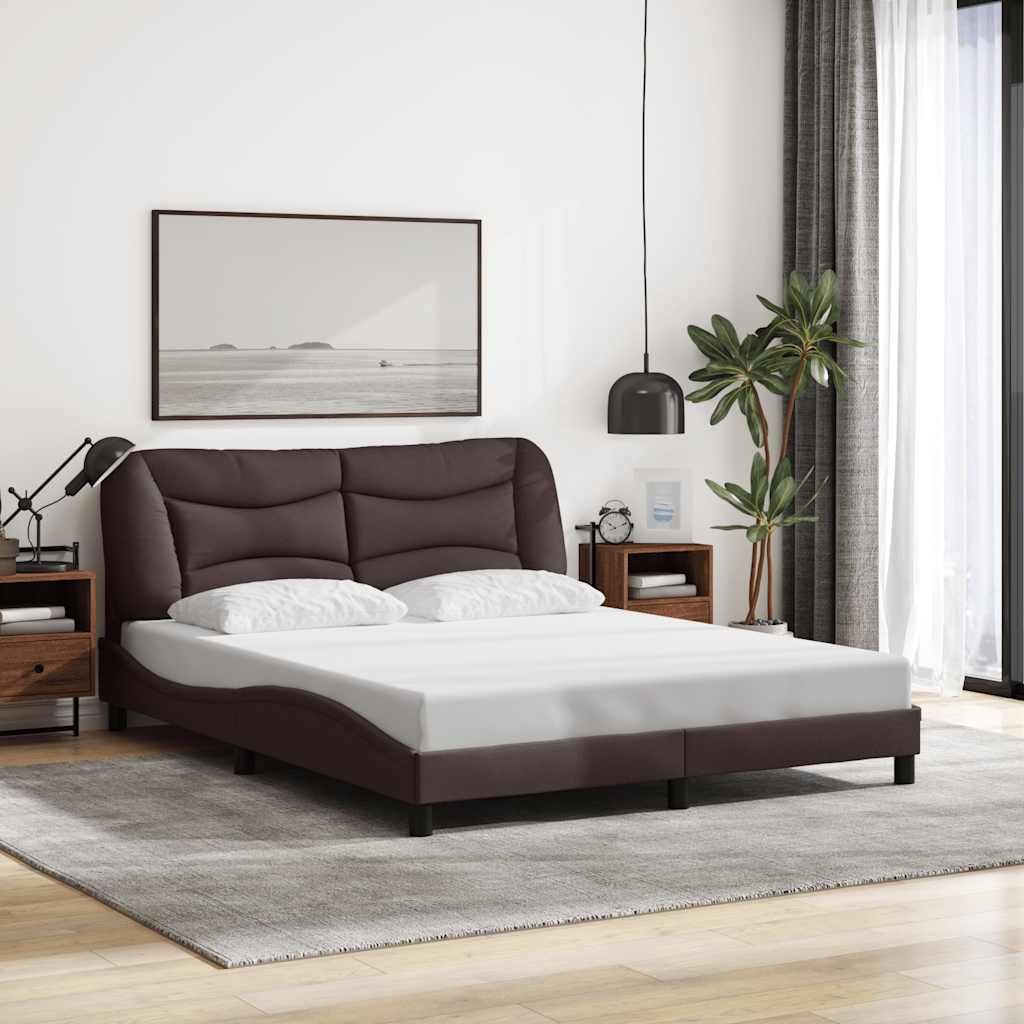 Bedframe zonder matras "Hvar" stof donkerbruin 160x200 cm is nu te koop bij PeponiXL, paradijselijk wonen!