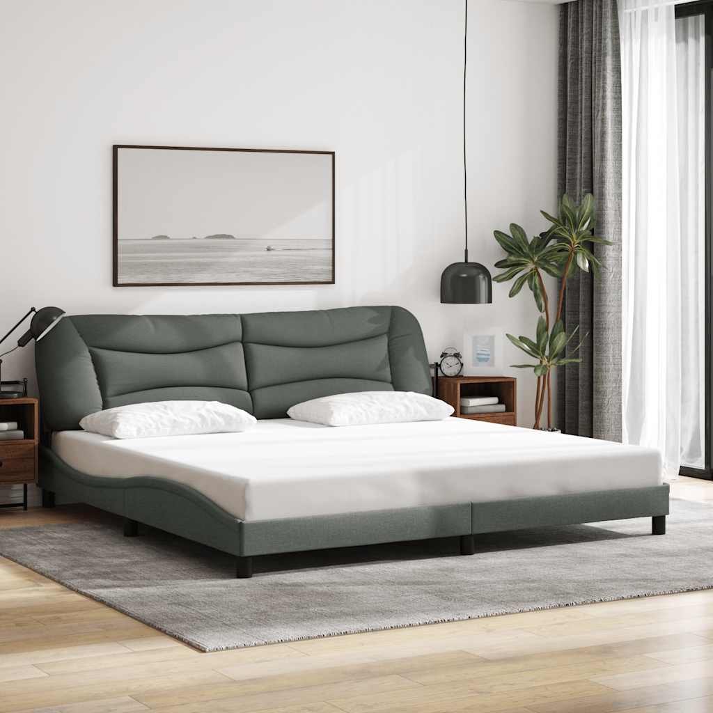 Bedframe zonder matras "Hvar" stof donkergrijs 200x200 cm is nu te koop bij PeponiXL, paradijselijk wonen!