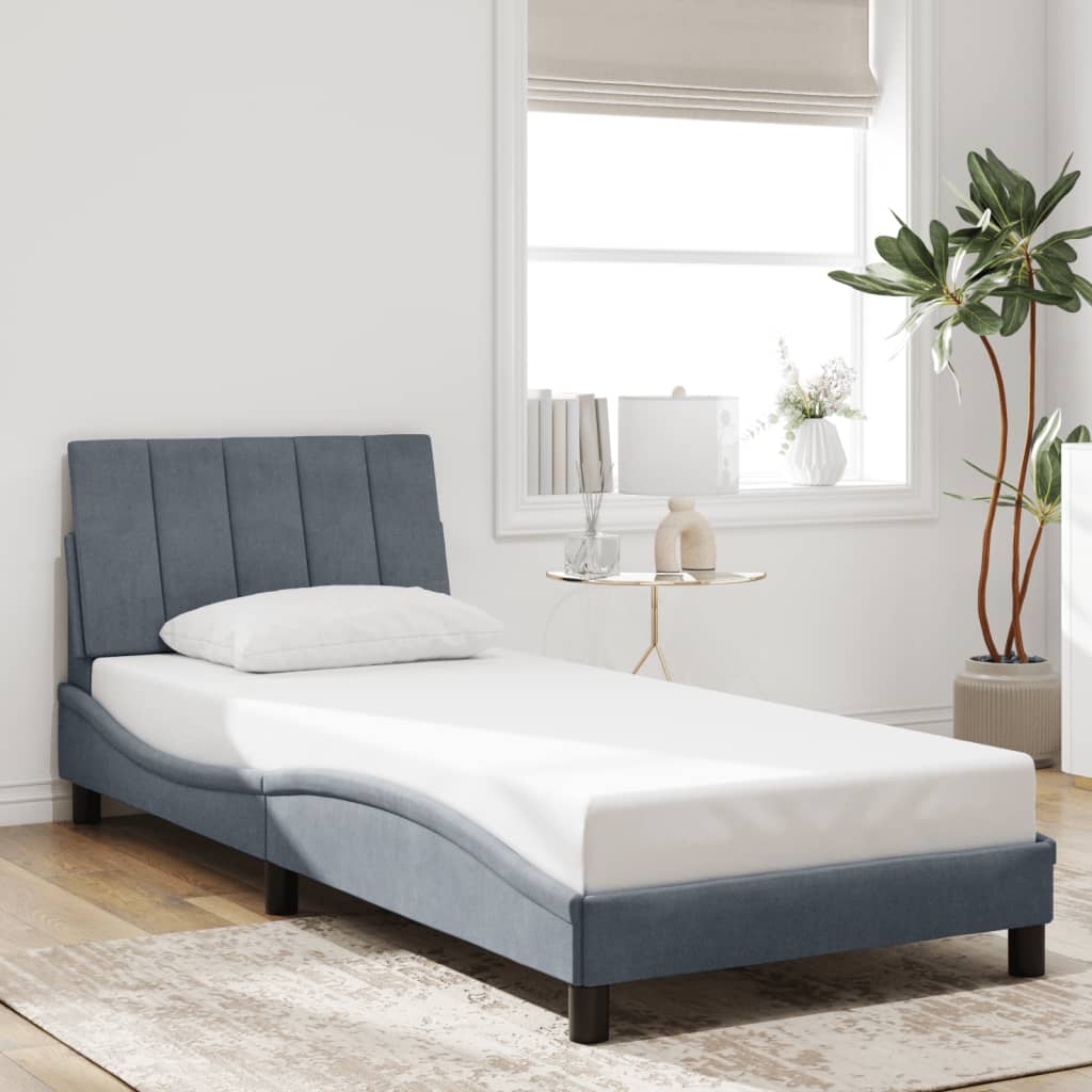 Bedframe zonder matras "Hanko" 90x200 cm fluweel donkergrijs is nu te koop bij PeponiXL, paradijselijk wonen!