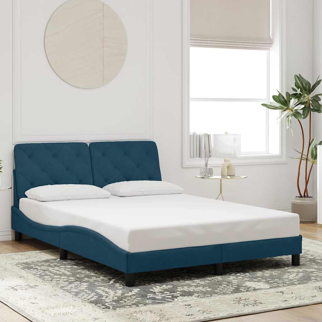 Bedframe zonder matras fluweel blauw 120x200 cm is nu te koop bij PeponiXL, paradijselijk wonen!