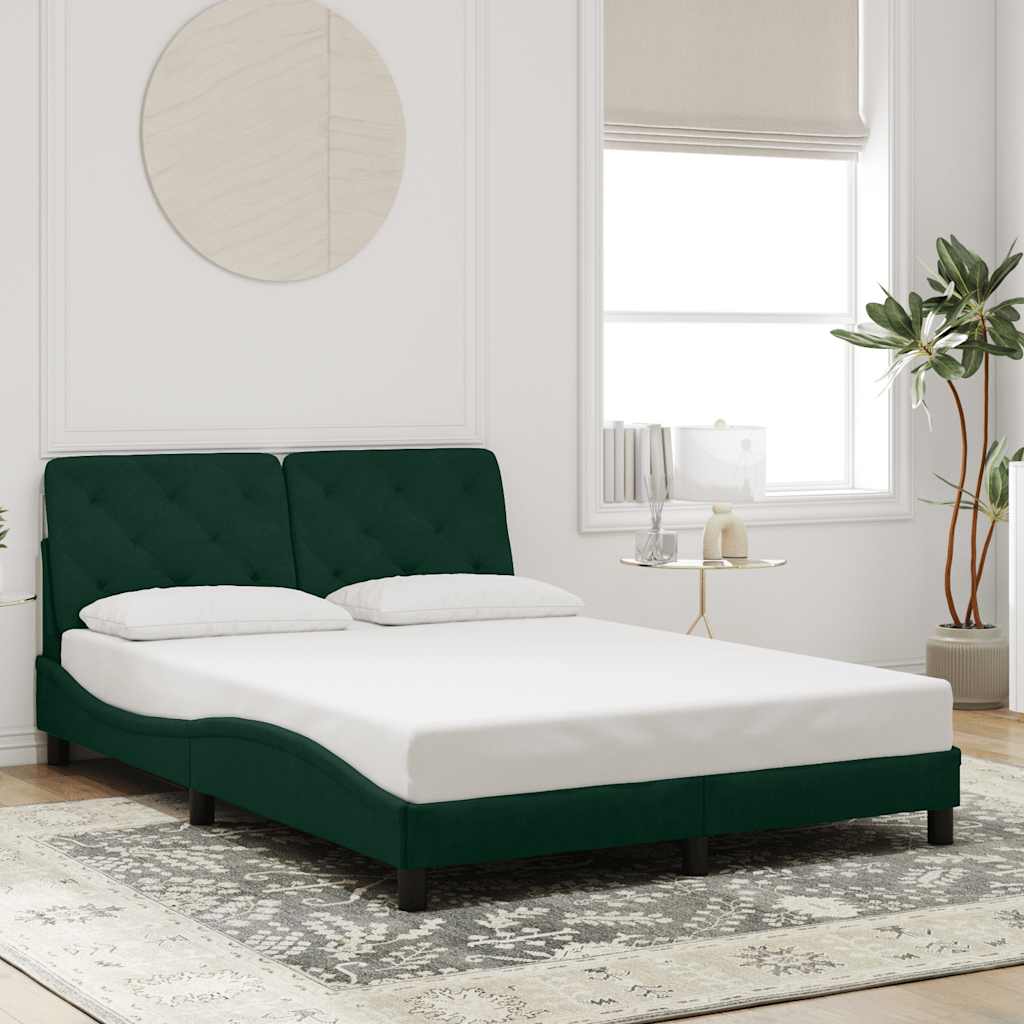 Bedframe zonder matras 140x190 cm fluweel donkergroen is nu te koop bij PeponiXL, paradijselijk wonen!