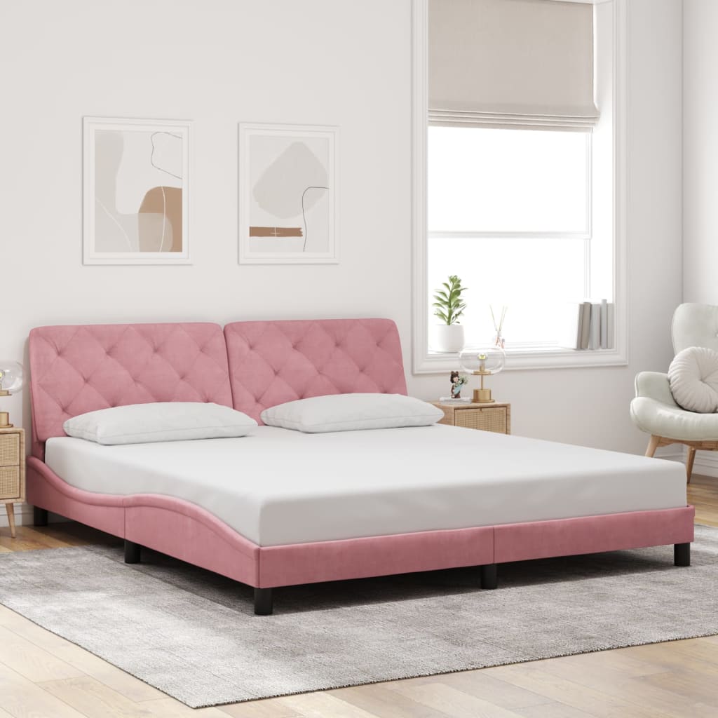 Bedframe zonder matras fluweel roze 180x200 cm is nu te koop bij PeponiXL, paradijselijk wonen!