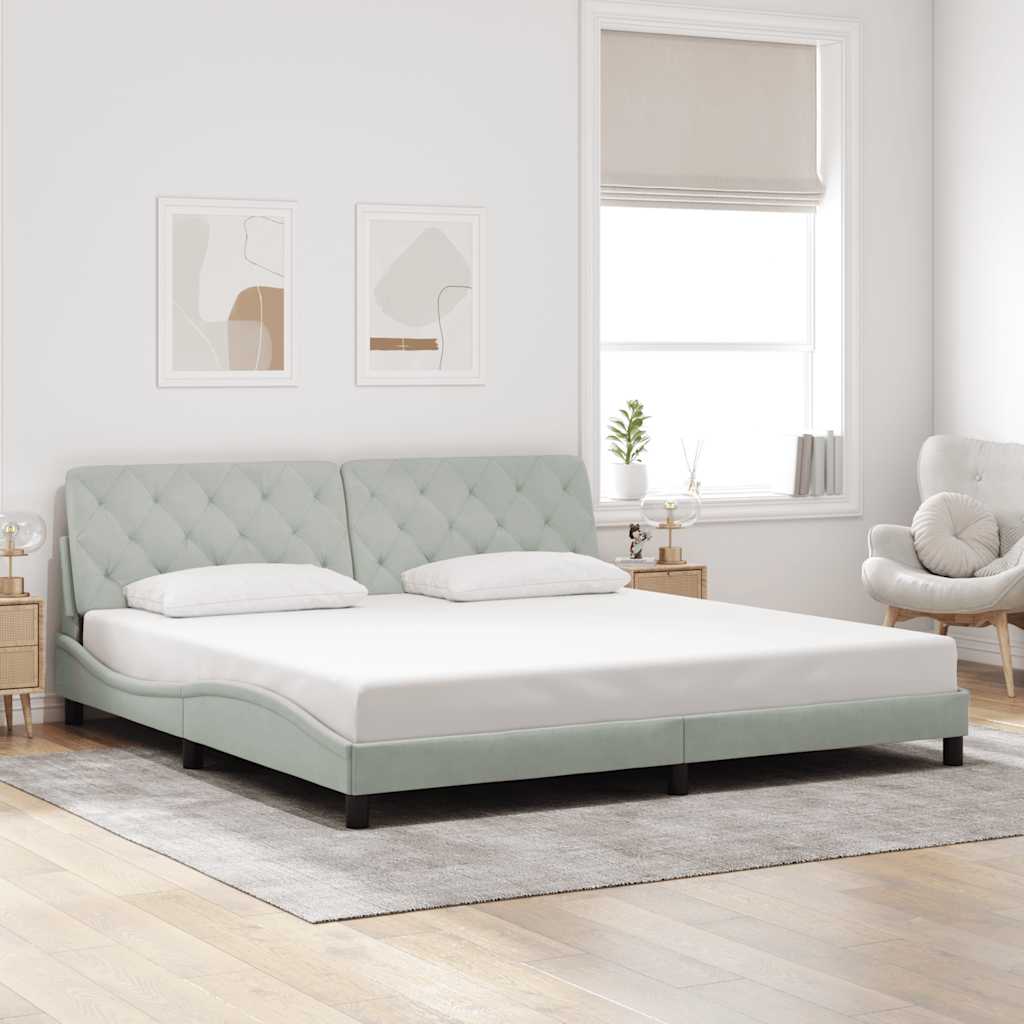 Bedframe zonder matras 200x200 cm fluweel lichtgrijs is nu te koop bij PeponiXL, paradijselijk wonen!