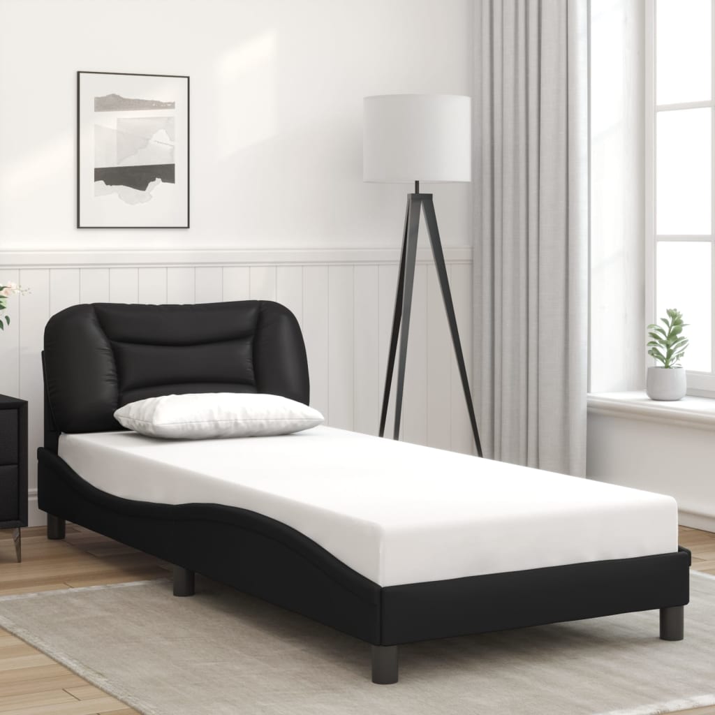 Bedframe zonder matras "Hvar" kunstleer zwart 80x200 cm is nu te koop bij PeponiXL, paradijselijk wonen!