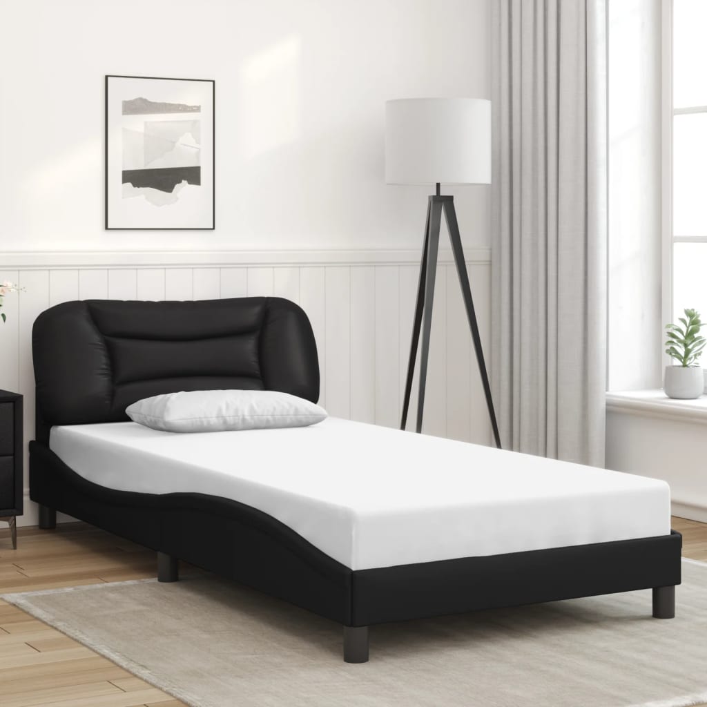 Bedframe zonder matras "Hvar" kunstleer zwart 100x200 cm is nu te koop bij PeponiXL, paradijselijk wonen!