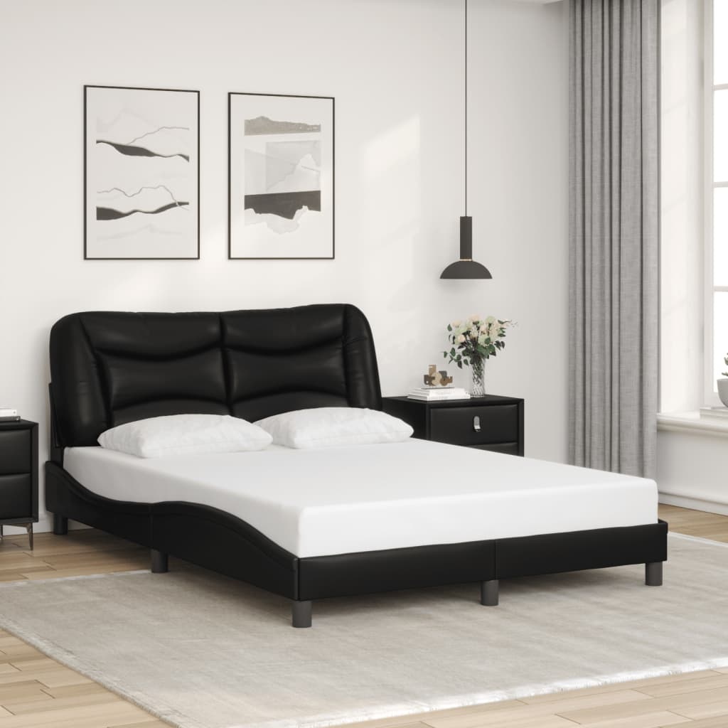 Bedframe zonder matras "Hvar" kunstleer zwart 120x200 cm is nu te koop bij PeponiXL, paradijselijk wonen!