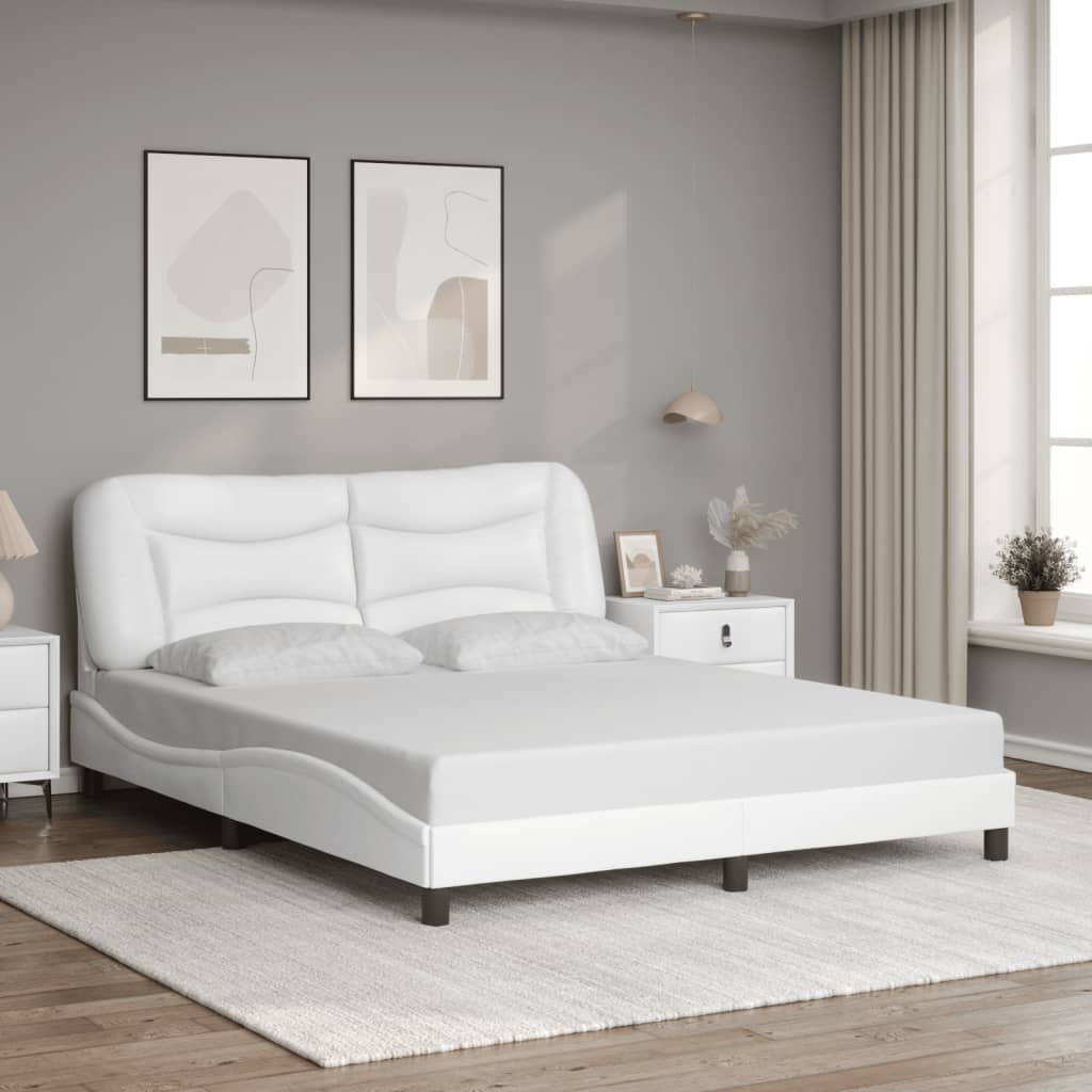 Bedframe zonder matras "Hvar" kunstleer wit 160x200 cm is nu te koop bij PeponiXL, paradijselijk wonen!