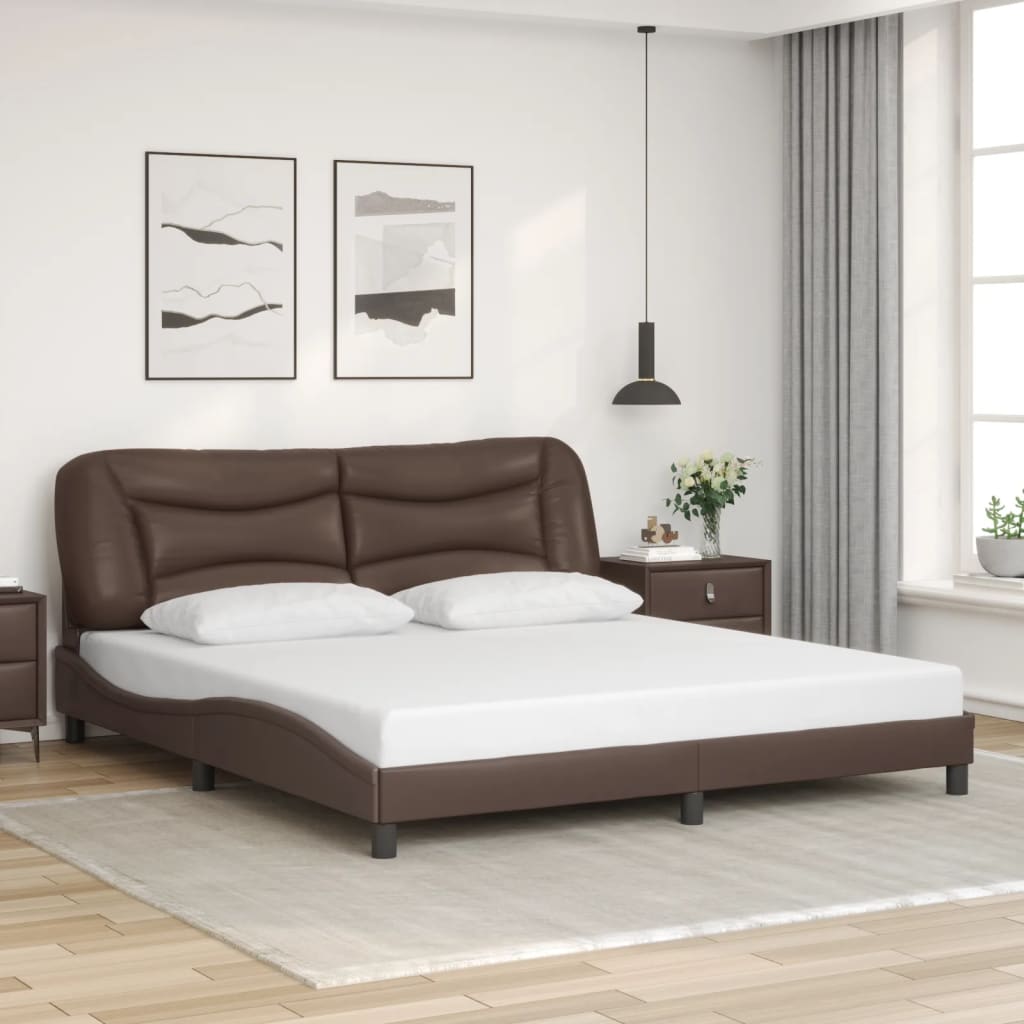 Bedframe zonder matras "Hvar" kunstleer bruin 180x200 cm is nu te koop bij PeponiXL, paradijselijk wonen!