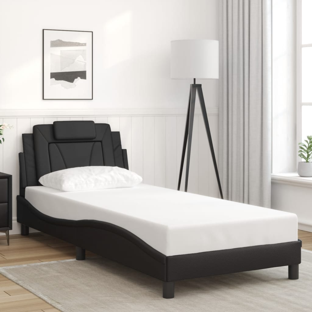 Bedframe "Viana" zonder matras kunstleer zwart 80x200 cm is nu te koop bij PeponiXL, paradijselijk wonen!