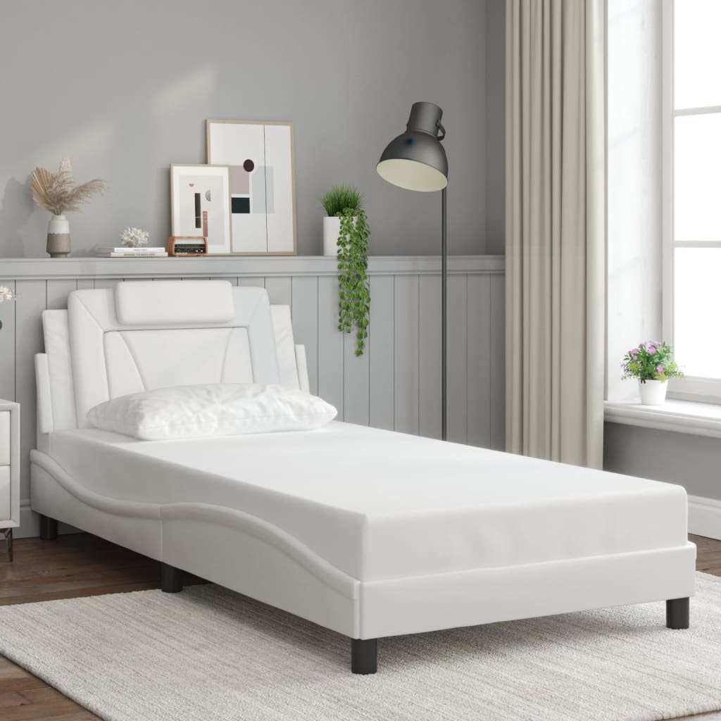 Bedframe "Viana" zonder matras kunstleer wit 100x200 cm is nu te koop bij PeponiXL, paradijselijk wonen!