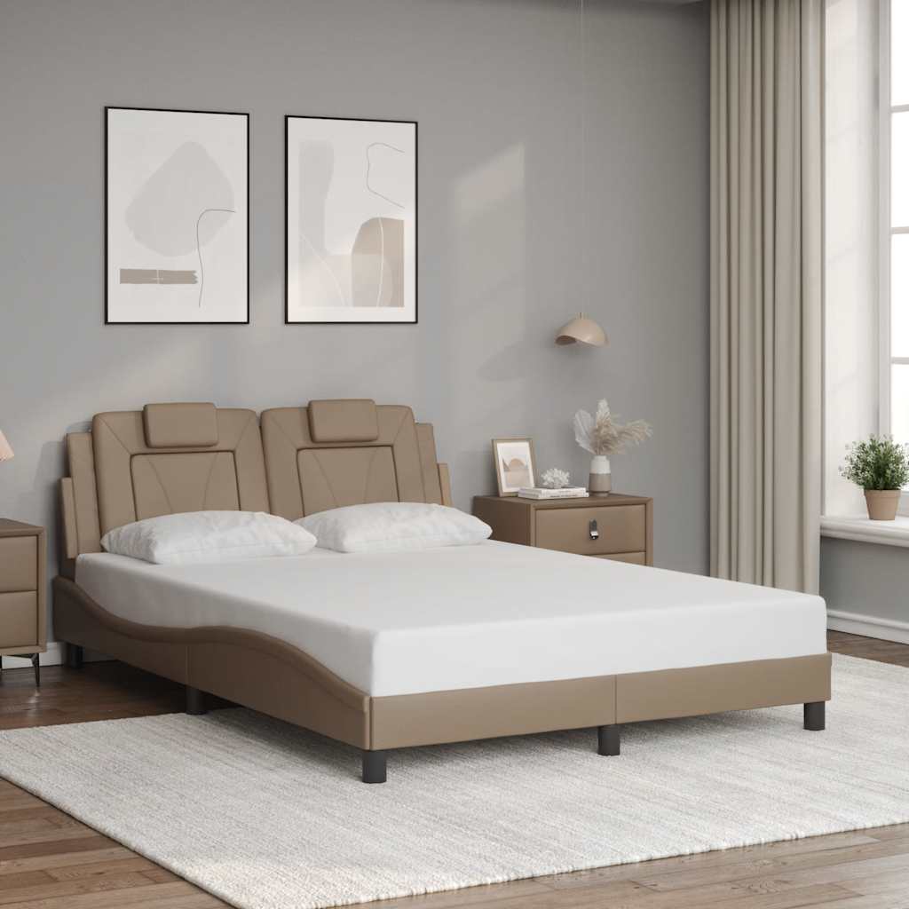 Bedframe "Viana" zonder matras kunstleer cappucinnokleurig 140x190 cm is nu te koop bij PeponiXL, paradijselijk wonen!