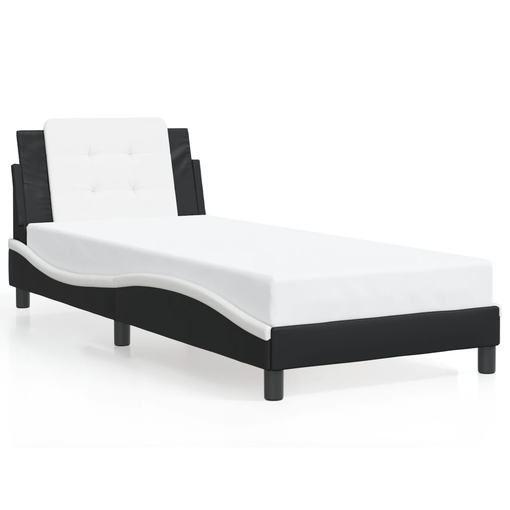 Bedframe zonder matras "Zadar" kunstleer zwart en wit 100x200 cm is nu te koop bij PeponiXL, paradijselijk wonen!