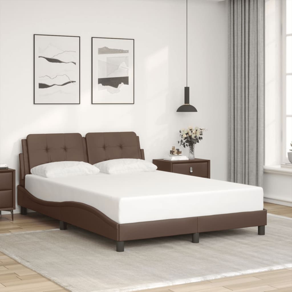 Bedframe zonder matras "Zadar" kunstleer bruin 120x200 cm is nu te koop bij PeponiXL, paradijselijk wonen!