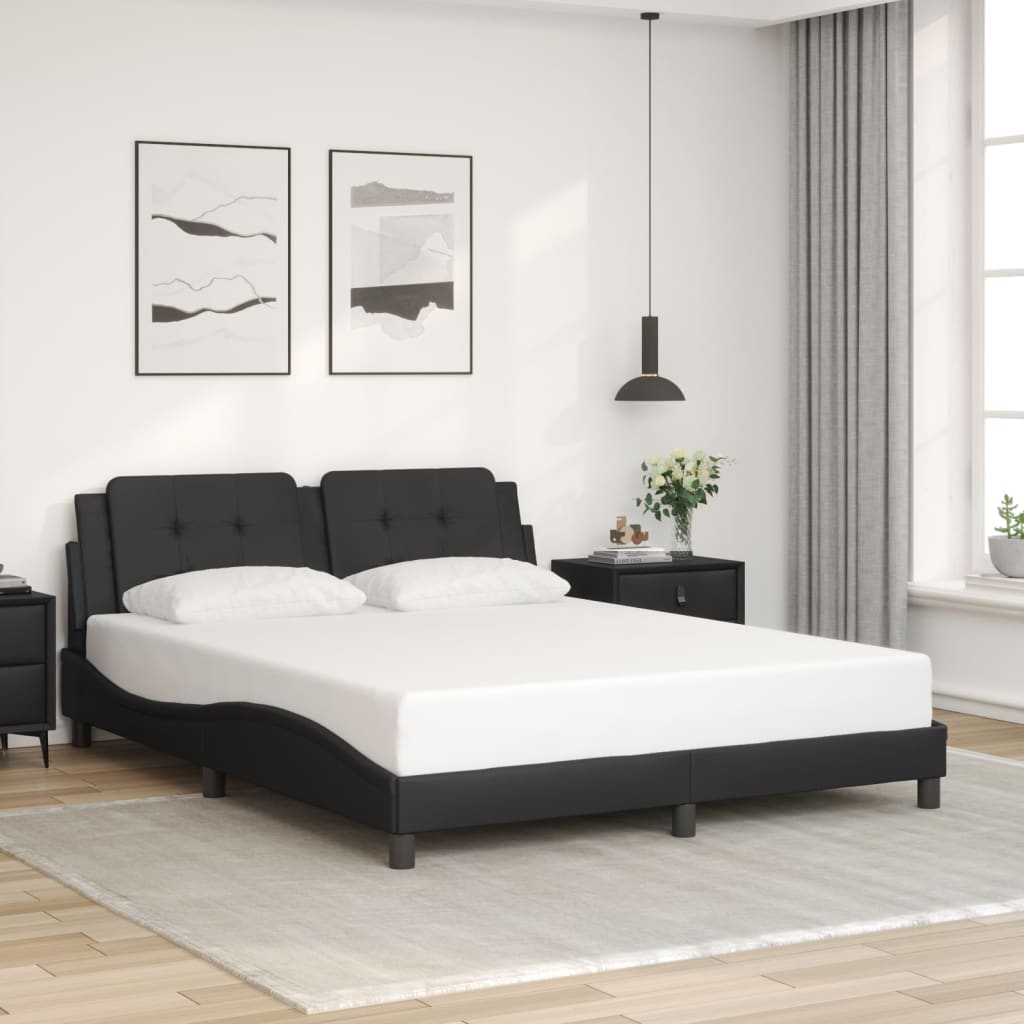 Bedframe zonder matras "Zadar" kunstleer zwart 160x200 cm is nu te koop bij PeponiXL, paradijselijk wonen!