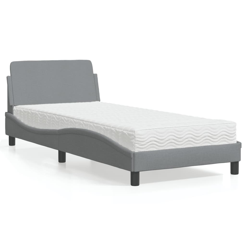 Bed met matras "Dover" stof lichtgrijs 90x190 cm is nu te koop bij PeponiXL, paradijselijk wonen!