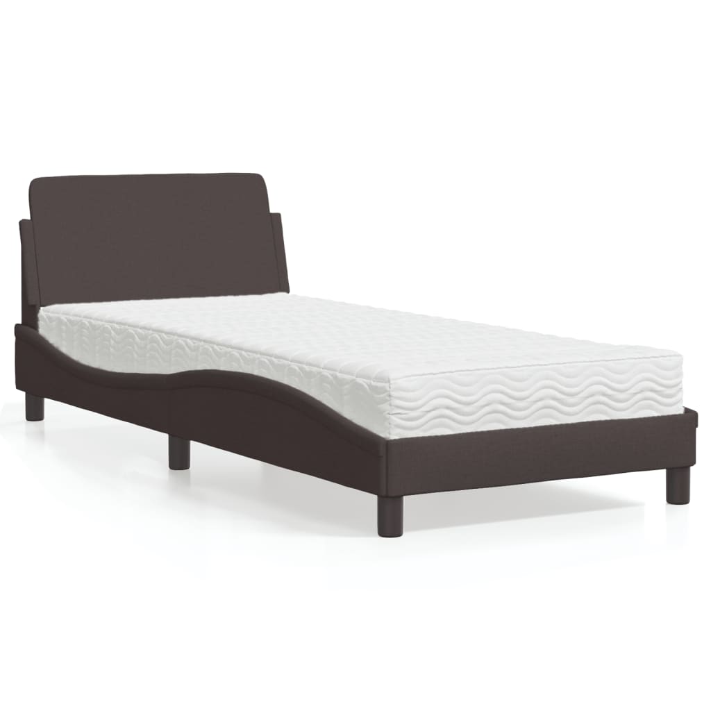 Bed met matras "Dover" stof donkerbruin 90x190 cm is nu te koop bij PeponiXL, paradijselijk wonen!