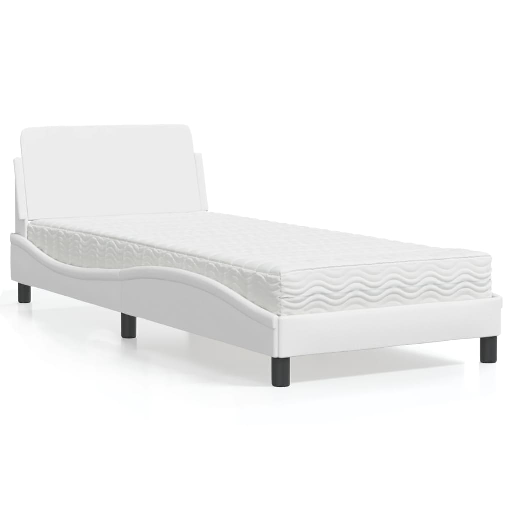 Bed met matras "Dover" kunstleer wit 90x200 cm is nu te koop bij PeponiXL, paradijselijk wonen!