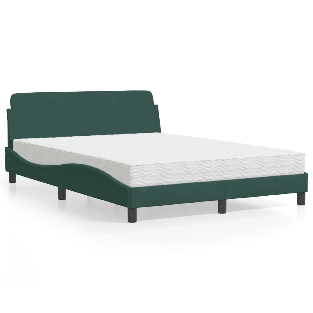 Bed met matras "Dover" fluweel donkergroen 120x200 cm is nu te koop bij PeponiXL, paradijselijk wonen!