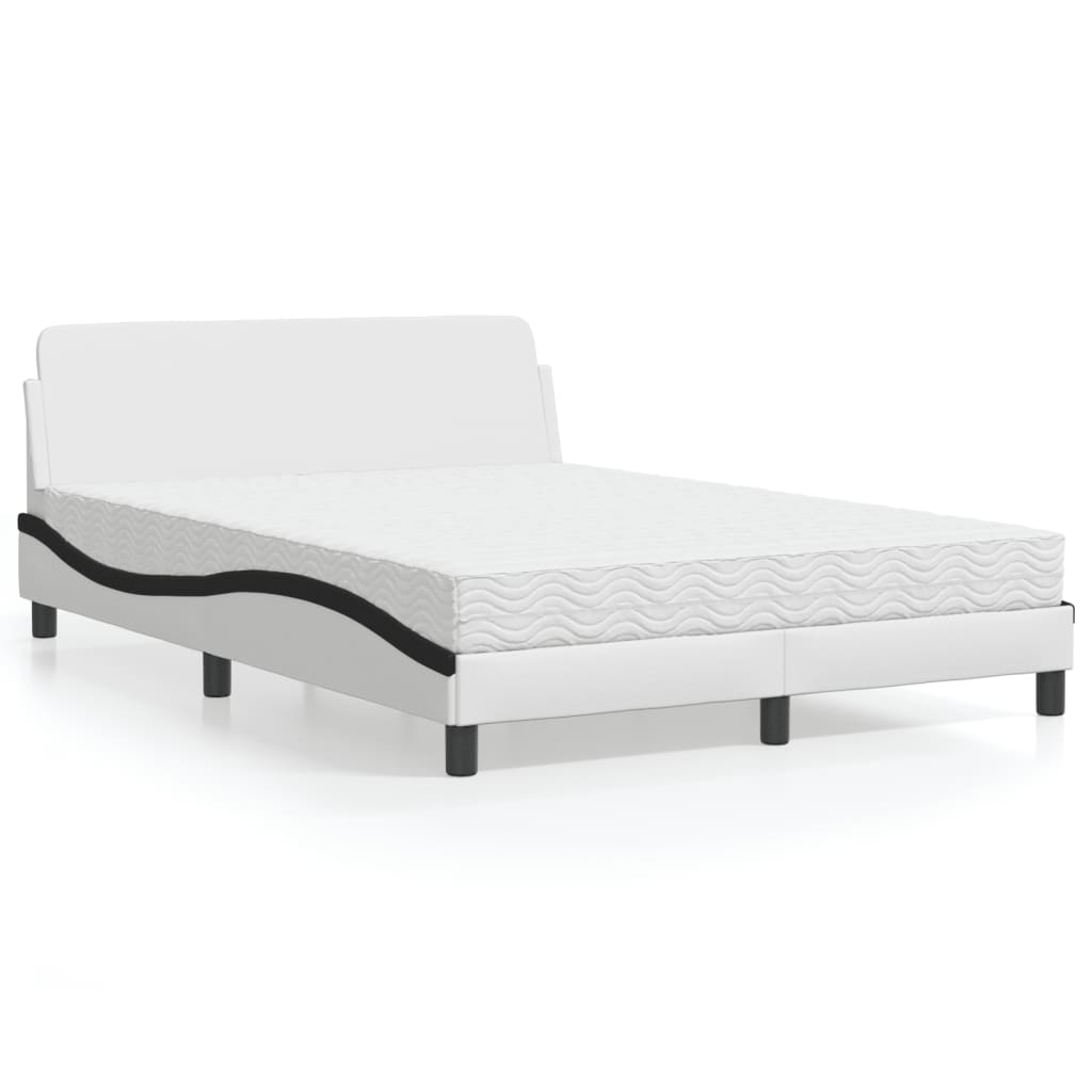 Bed met matras "Dover" kunstleer zwart en wit 120x200 cm is nu te koop bij PeponiXL, paradijselijk wonen!
