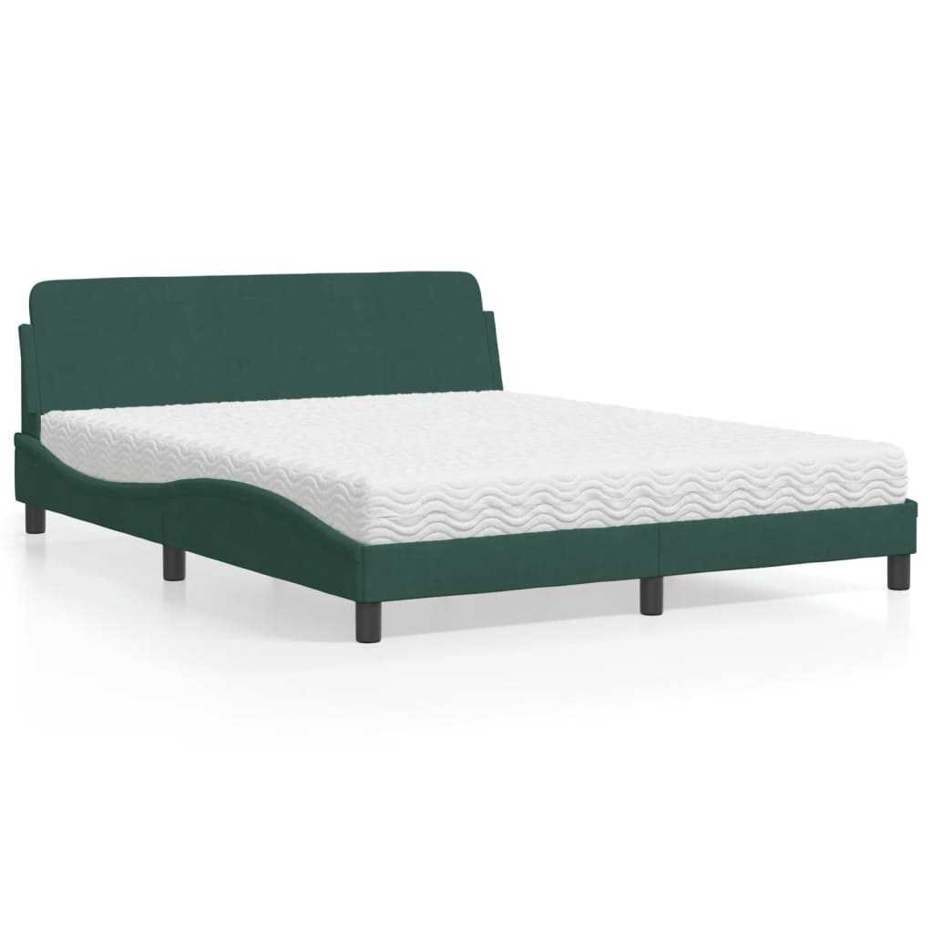 Bed met matras "Dover" fluweel donkergroen 160x200 cm is nu te koop bij PeponiXL, paradijselijk wonen!