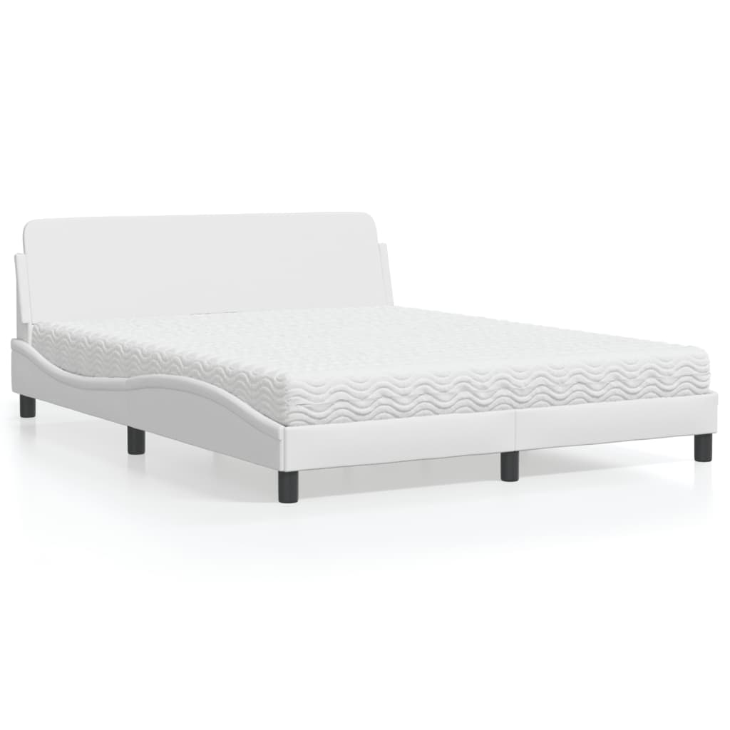 Bed met matras "Dover" kunstleer wit 160x200 cm is nu te koop bij PeponiXL, paradijselijk wonen!