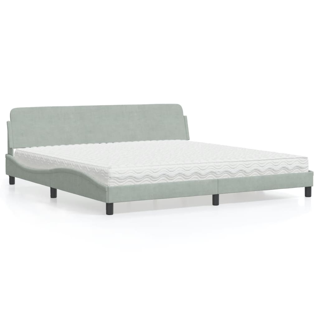 Bed met matras "Dover" fluweel lichtgrijs 200x200 cm is nu te koop bij PeponiXL, paradijselijk wonen!