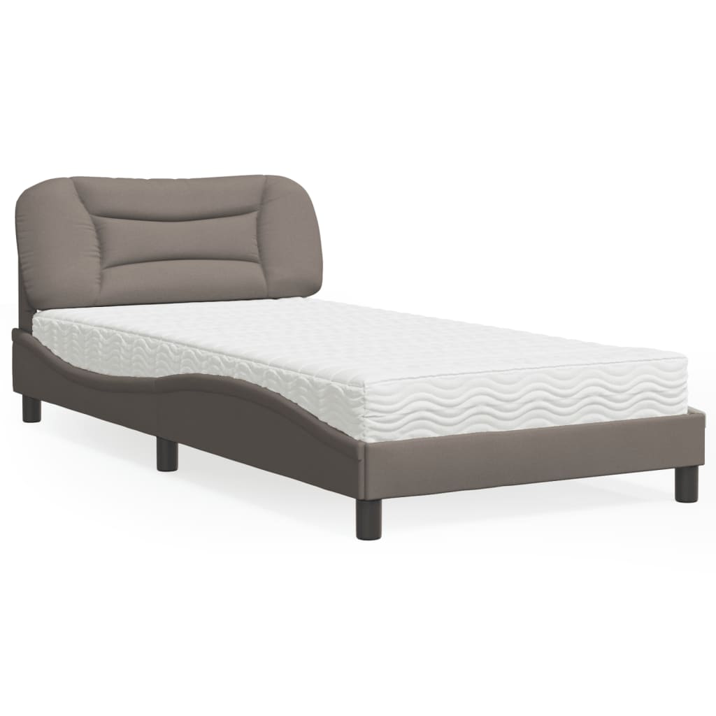 Bed met matras "Hvar" stof taupe 100x200 cm is nu te koop bij PeponiXL, paradijselijk wonen!
