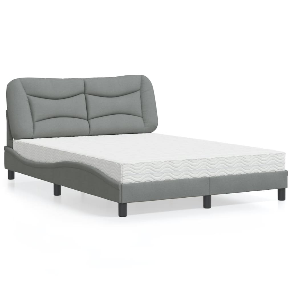 Bed met matras "Hvar" stof lichtgrijs 120x200 cm is nu te koop bij PeponiXL, paradijselijk wonen!