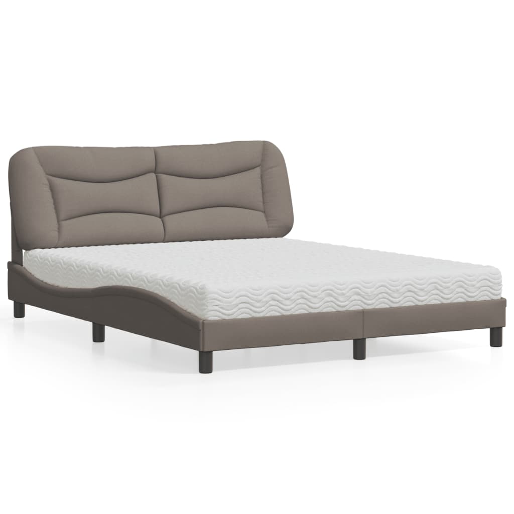 Bed met matras "Hvar" stof taupe 160x200 cm is nu te koop bij PeponiXL, paradijselijk wonen!