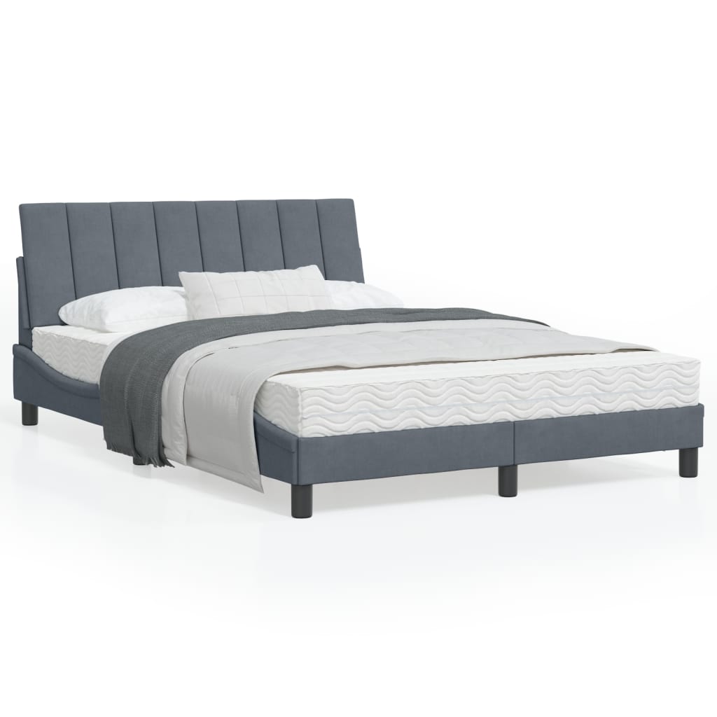 Bed met matras "Hanko" fluweel donkergrijs 120x200 cm is nu te koop bij PeponiXL, paradijselijk wonen!