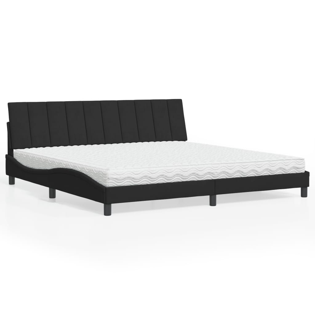 Bed met matras "Hanko" fluweel zwart 200x200 cm is nu te koop bij PeponiXL, paradijselijk wonen!