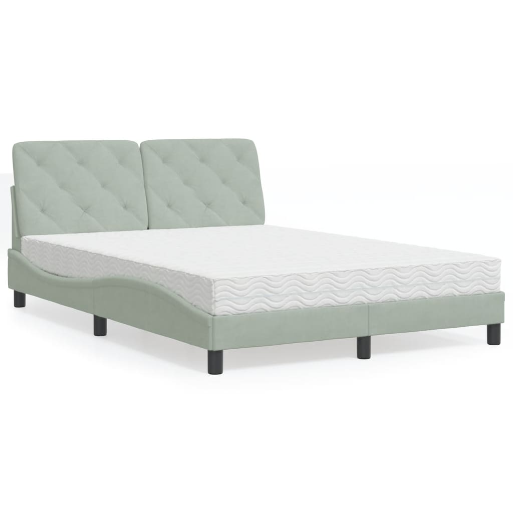 Bed met matras fluweel lichtgrijs 120x200 cm is nu te koop bij PeponiXL, paradijselijk wonen!