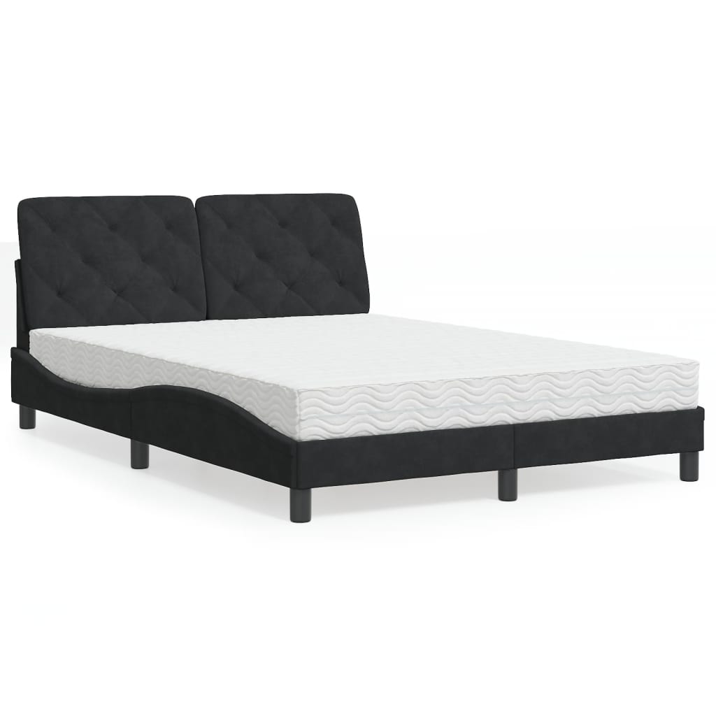 Bed met matras fluweel zwart 120x200 cm is nu te koop bij PeponiXL, paradijselijk wonen!