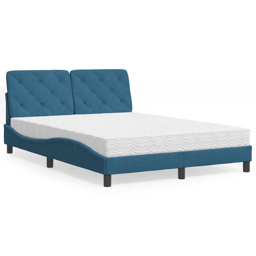 Bed met matras fluweel blauw 120x200 cm is nu te koop bij PeponiXL, paradijselijk wonen!