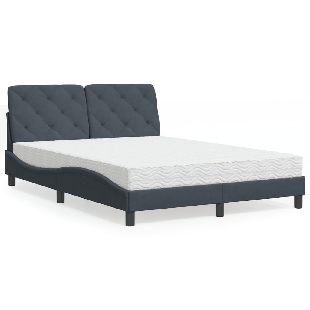 Bed met matras fluweel donkergrijs 140x190 cm is nu te koop bij PeponiXL, paradijselijk wonen!
