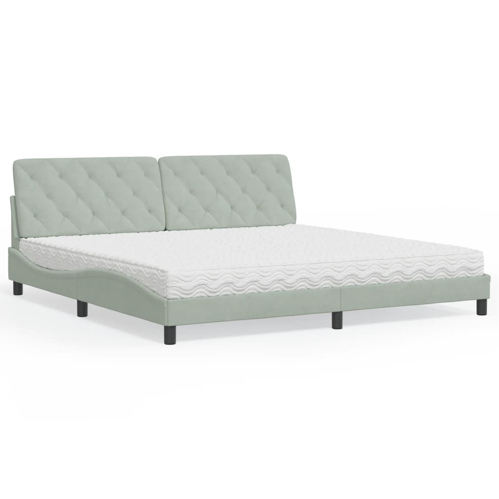 Bed met matras fluweel lichtgrijs 200x200 cm is nu te koop bij PeponiXL, paradijselijk wonen!