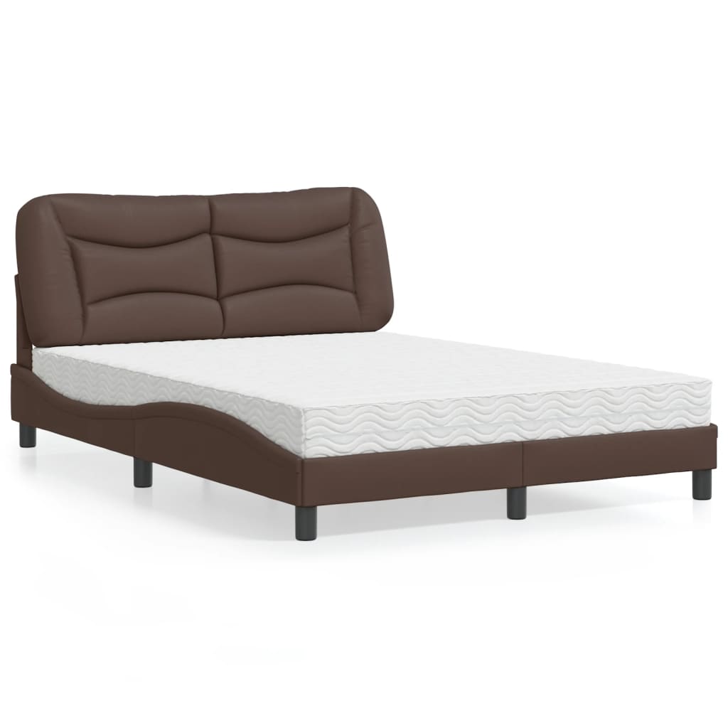 Bed met matras "Hvar" kunstleer bruin 120x200 cm is nu te koop bij PeponiXL, paradijselijk wonen!